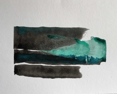 Gabriele Heynold - Malerei - Ohne Titel/ 2022/ Tusche/ Papier/ 17 x 24 cm